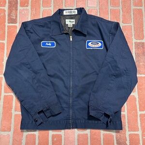 VTG Universal Overall Jacket Mens 44 M Blue Button Mechanic Uniform Ford Mustang